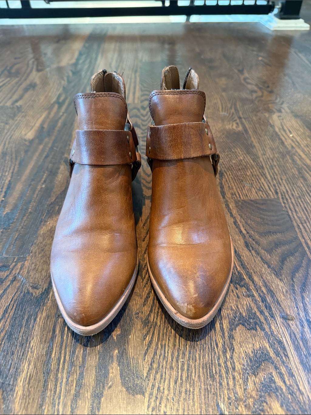 Frye Leather Harness Booties Cognac Brown | Women’s 6.5 | New